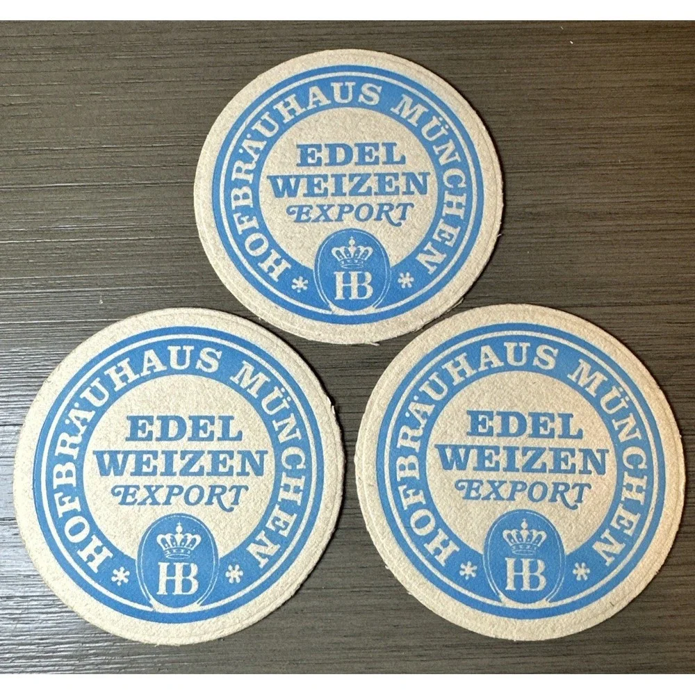Set of Three Vintage Hofbrauhaus Munchen Germany Beer Coaster Edel Weizen